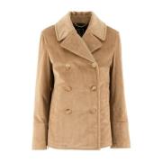 Ribbed Classic Coat Sealup , Beige , Dames