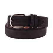 Elegante Zwarte Suède Leren Riem Made in Italia , Black , Unisex