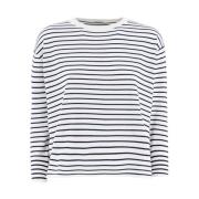 Gestreepte Katoenen Crewneck Sweater Aspesi , White , Dames