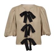 Boucle Bow Blouse met Strikdetail Co'Couture , Beige , Dames