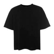 Casual Ribgebreid T-shirt met Drop Shoulder American Vintage , Black ,...