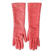 Roze Lurex Arm Lengte Handschoenen Dolce & Gabbana , Pink , Dames