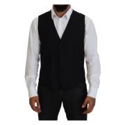 Elegante Formele Zwarte Vest Dolce & Gabbana , Black , Heren