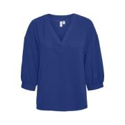 3/4 Mouw Geweven Top Blauw Vero Moda , Blue , Dames