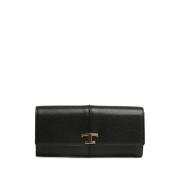 Tijdloze Leren Portemonnee Zwart Tod's , Black , Dames