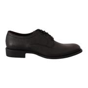 Zwarte Leren Derby Formele Schoenen Dolce & Gabbana , Black , Heren