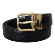 Exotisch Leer Zwart Metalen Gesp Riem Dolce & Gabbana , Black , Dames