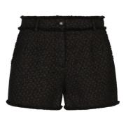 Zwarte Wollen Shorts Franse Zakken Dolce & Gabbana , Black , Dames