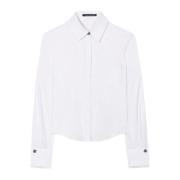 Witte Katoenmix Shirt met Slanke Silhouet Luisa Cerano , White , Dames