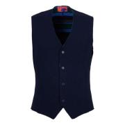 Blauwe Tartan Wollen Vest Gallo , Blue , Heren