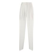 Witte Crêpebroek met Geplooide Details Genny , White , Dames