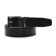 Dubbele Gesp Omkeerbare Leren Riem Boss , Black , Heren