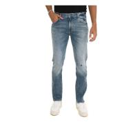 Slim-Fit 5-Pocket Jeans met Uitsparingen Boss , Blue , Heren