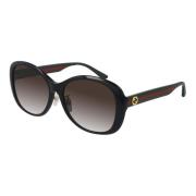 Zwart/bruin getinte zonnebril Gucci , Black , Dames