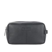 Zwarte High Leather Washbag voor Heren Barbour , Black , Heren