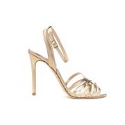 Elegante Metallic Enkelband Sandaal The Seller , Beige , Dames