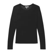 Eenvoudige Zwarte Longsleeve Top Munthe , Black , Dames