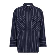 Gestreepte Box Shirt Navy Co'Couture , Blue , Dames