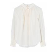 Feminine Blouse met V-hals en Smock-manchetten Gustav , Beige , Dames