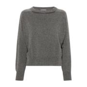 Kasjmier Gebreide Trui Monili Detail Brunello Cucinelli , Gray , Dames