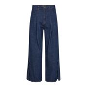 Wijde Pijp Hoge Taille Jeans Donkerblauw MOS Mosh , Blue , Dames