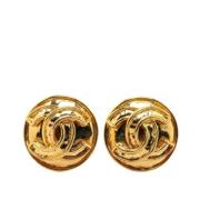 Pre-owned Metal earrings Chanel Vintage , Yellow , Dames