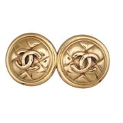 Pre-owned Metal earrings Chanel Vintage , Yellow , Dames