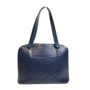 Pre-owned Leather chanel-bags Chanel Vintage , Blue , Dames