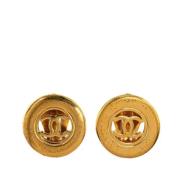 Pre-owned Metal earrings Chanel Vintage , Yellow , Dames