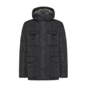 Luxe winterjas met imitatiebont capuchon Peuterey , Black , Heren