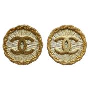 Pre-owned Metal earrings Chanel Vintage , Yellow , Dames