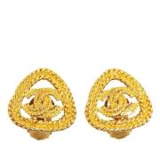 Pre-owned Metal earrings Chanel Vintage , Yellow , Dames