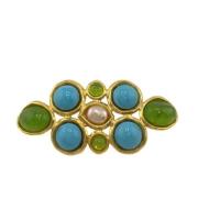 Pre-owned Metal brooches Chanel Vintage , Yellow , Dames