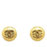 Pre-owned Metal earrings Chanel Vintage , Yellow , Dames