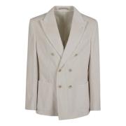 Sand Double Breasted Blazer Eleventy , Beige , Heren