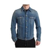 Elegante Blauwe Denim Jack Dolce & Gabbana , Blue , Heren