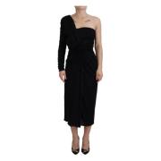 Elegant One-Shoulder Midi Dress Dolce & Gabbana , Black , Dames