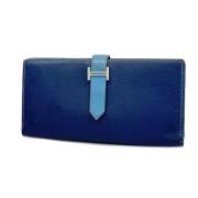 Pre-owned Leather wallets Hermès Vintage , Blue , Dames