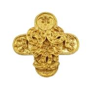 Pre-owned Metal brooches Chanel Vintage , Yellow , Dames