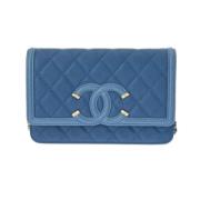 Pre-owned Leather chanel-bags Chanel Vintage , Blue , Dames