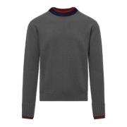 Twee-Tone Wol Crew Neck Sweater BomBoogie , Gray , Heren