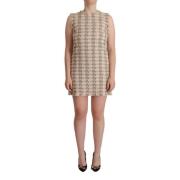 Chique Geruit Shift Mini Jurk Dolce & Gabbana , Beige , Dames