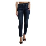 Elegante Donkerblauwe Stretch Jeans Dolce & Gabbana , Blue , Dames