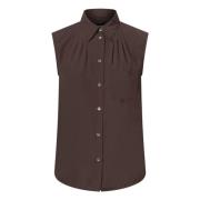 Mouwloze Shirt Top met Geborduurde Zak Pinko , Brown , Dames