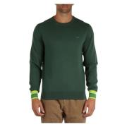 Merino Wol Katoen Trui Contrast Manchetten Sun68 , Green , Heren