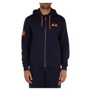 Katoenen Hoodie met Rits en Logo Sun68 , Blue , Heren