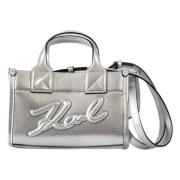 Grainy Tote Bag met Logo In Reliëf Karl Lagerfeld , Gray , Dames