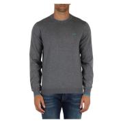 Merino Wol Katoen Trui Contrast Inzetstukken Sun68 , Gray , Heren