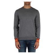 Merino Wol Katoen Trui Contrast Manchetten Sun68 , Gray , Heren