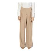 Beige Broek met Zakken en Haaksluiting Sandro Ferrone , Beige , Dames